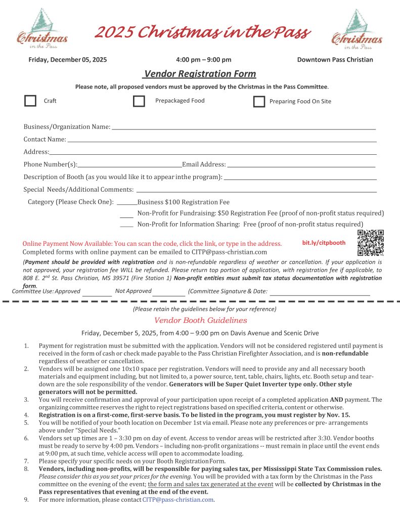 2025 Christmas In The Pass Vendor App